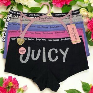 Juicy Couture Black, Gray, Pink, Purple Boy Short Hipster Panties Set NWT Size M